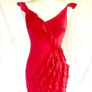 BCBGMAXAZRIA Coral Ruffle Cocktail Dress – Size 2